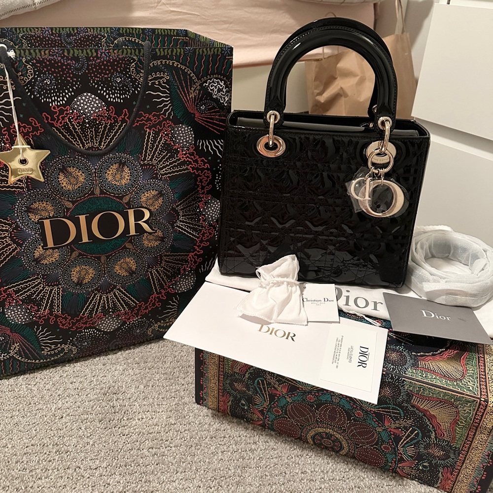 Lady Dior Black Patent Leather Bag Dior Lady bag